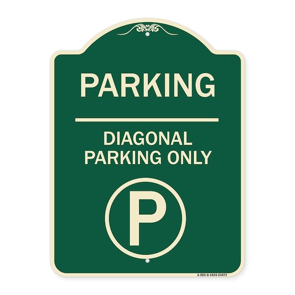 Parking Diagonal Parking W/ Parking Heavy-Gauge Aluminum Architectural Sign, 24" x 18", G-1824-23472